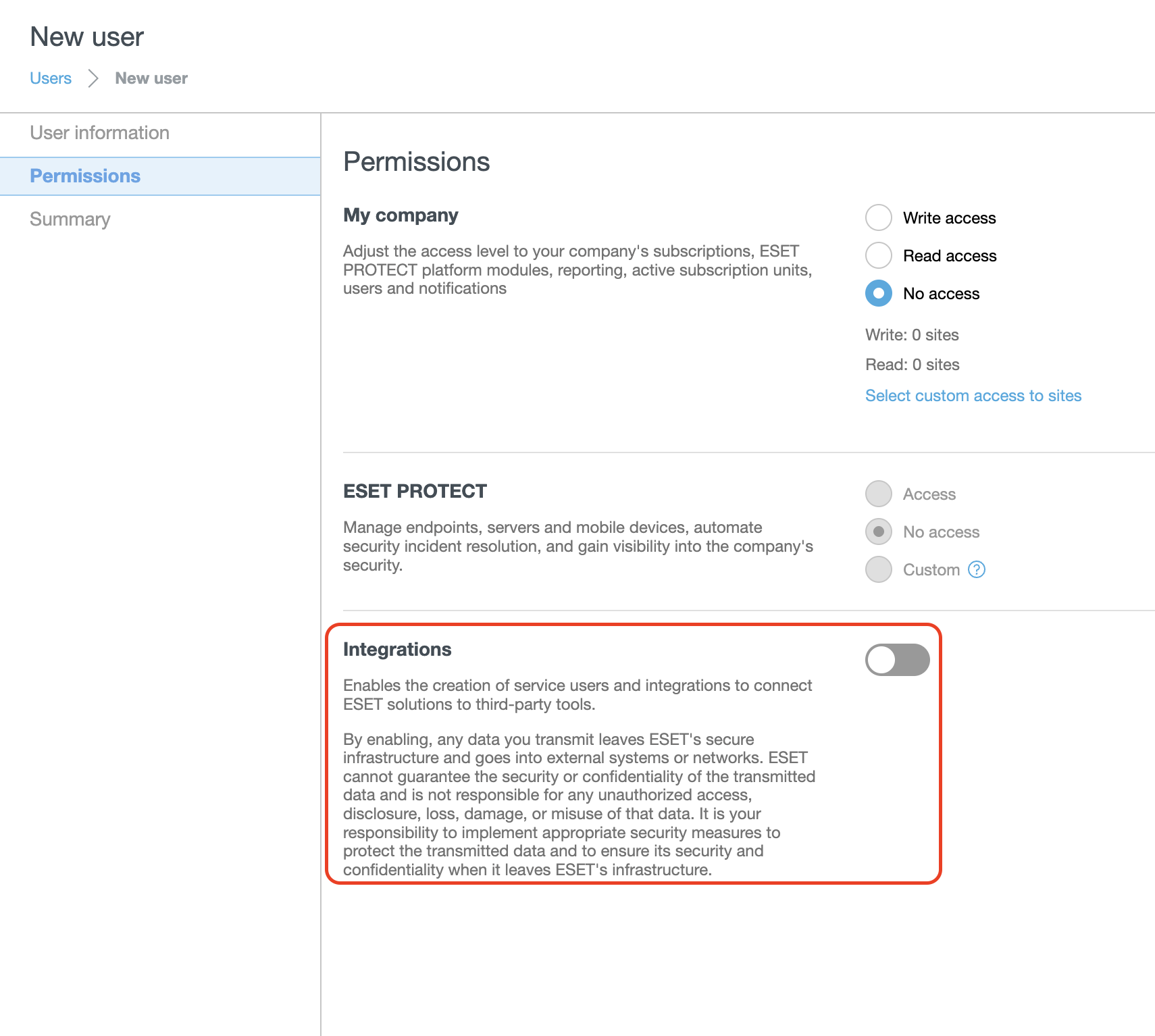 Enable integrations feature
