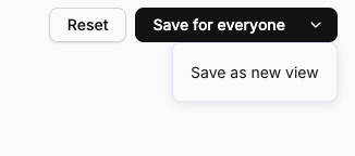 Save for everyone button with its menu open, showing Save as new view