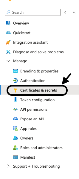 Certificates and secrets